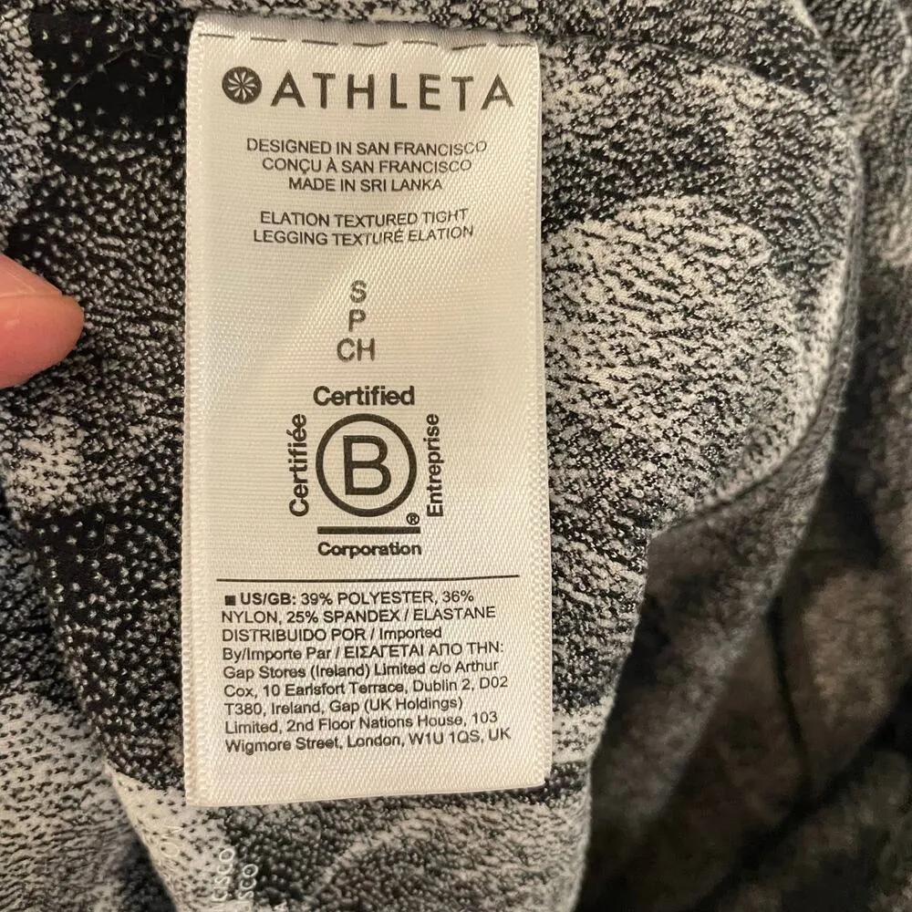 Athleta Elation Textured Tights in a Chakra Floral Black/Seasalt pattern. Sz sm - Image 3