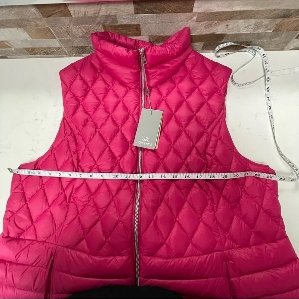 SOIA & Kyo Hila Sustainable Lightweight Packable Quilted Down Vest Pink 3XL - Image 8