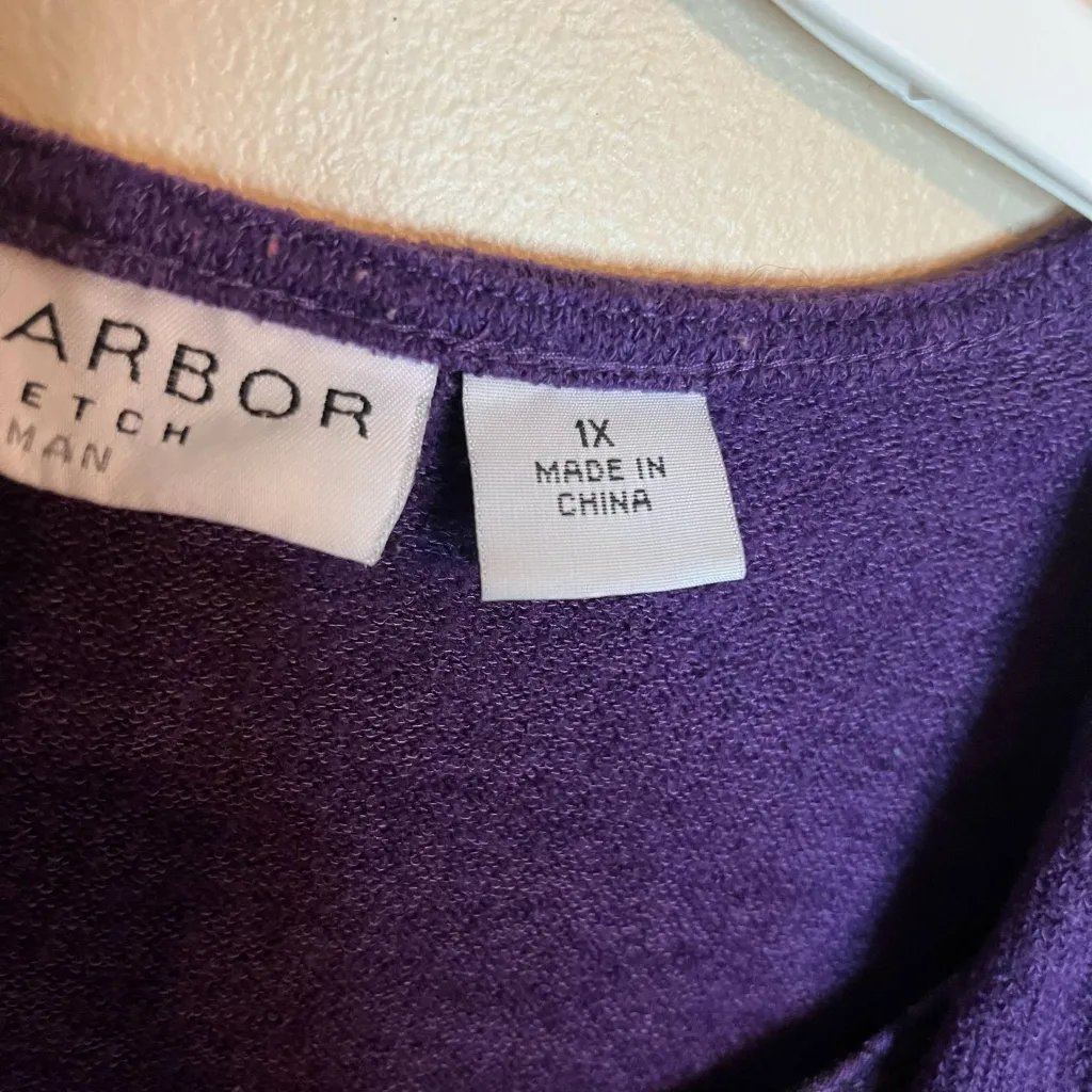 Sag Harbor Stretch Vintage Purple Layered Sweater Blouse - Image 4