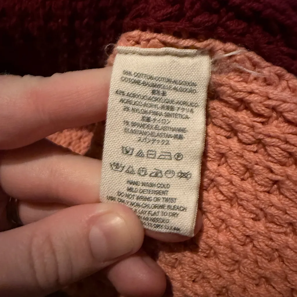 Free People Park City Colorblock Turtleneck Rollneck Chunky Knit Sweater Sz L‎ - Image 8