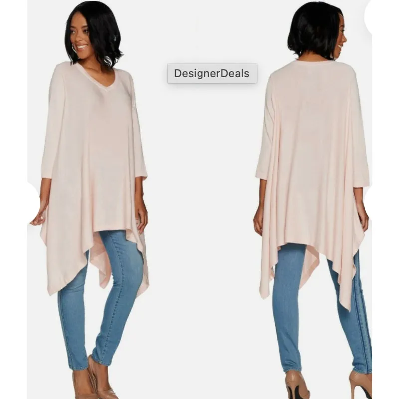 Martha Stewart Womens Long Tunic Sweater M/L Gray Oversized Slouchy Lagenlook Size M - Image 2