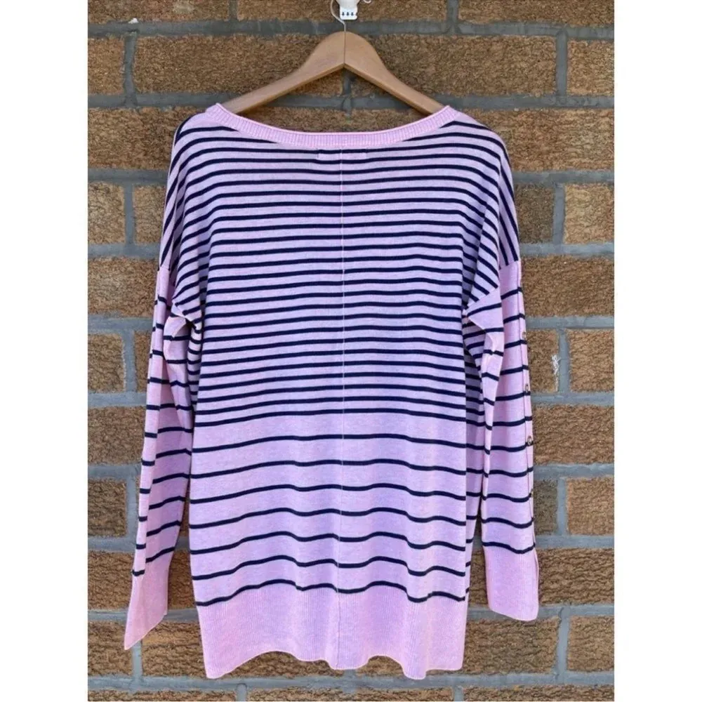 LILLY PULITZER Melenie "Cool-Max" Sweater in Heathered Pink Tropics Stripe Large - Image 7