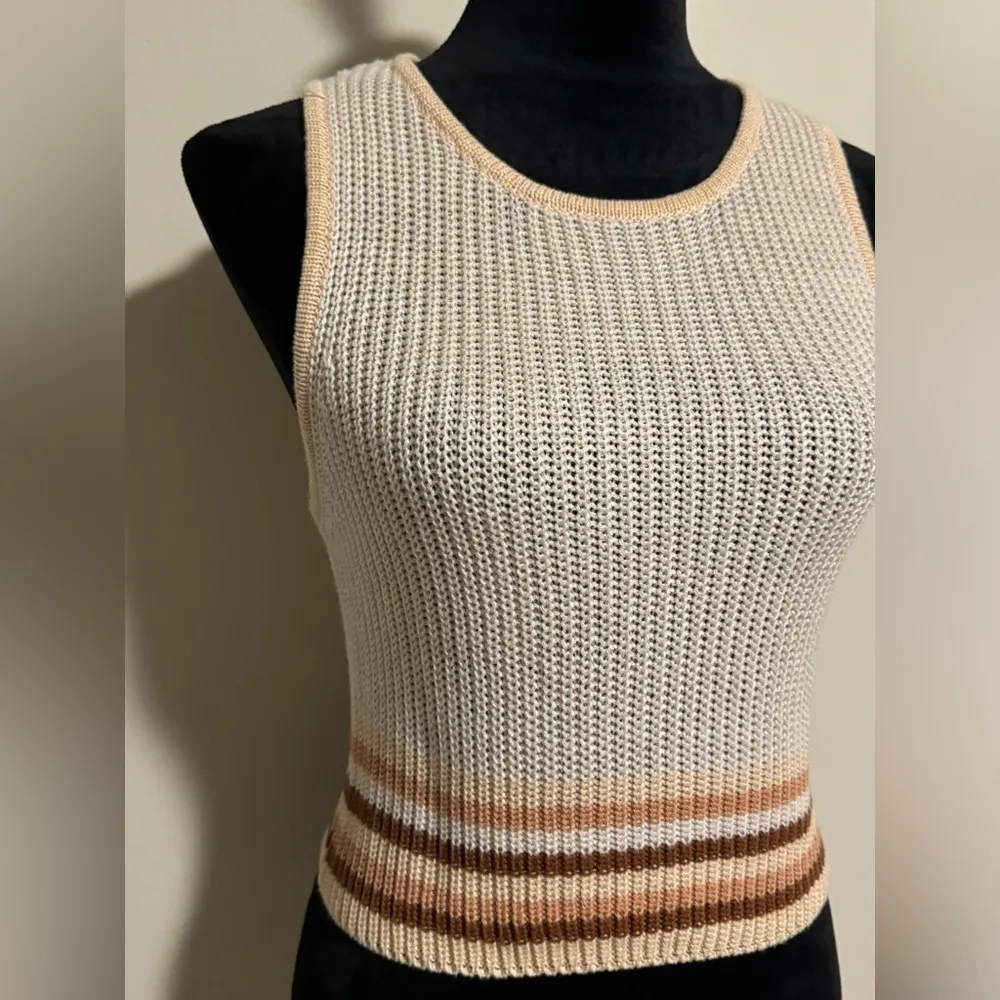 EUC Altar’d State Cream and Brown Cozy Knit Tank size large - Image 2