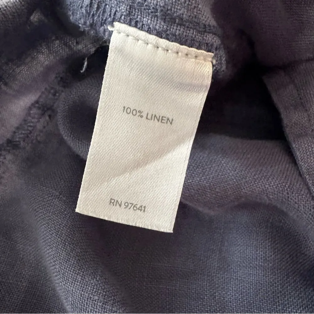 Pure J Jill Linen Cropped Pant Elastic Waist Size XL Petite Pockets Blue Relaxed - Image 6