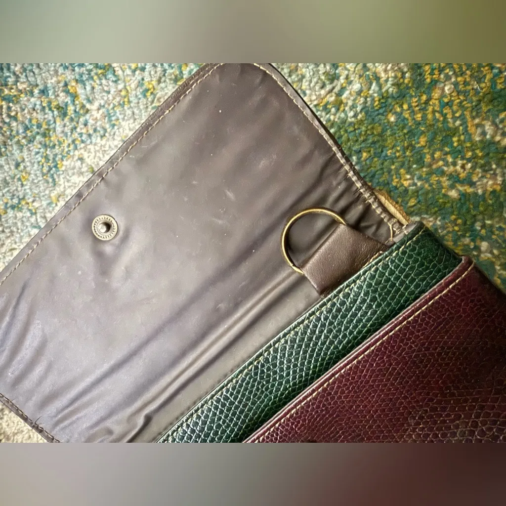 Vintage Gitano faux leather color block mini wallet travel bag Green - Image 13