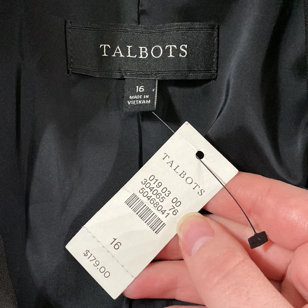 Talbots notched lapel concealed button placket short trench jacket black size 16 - Image 12