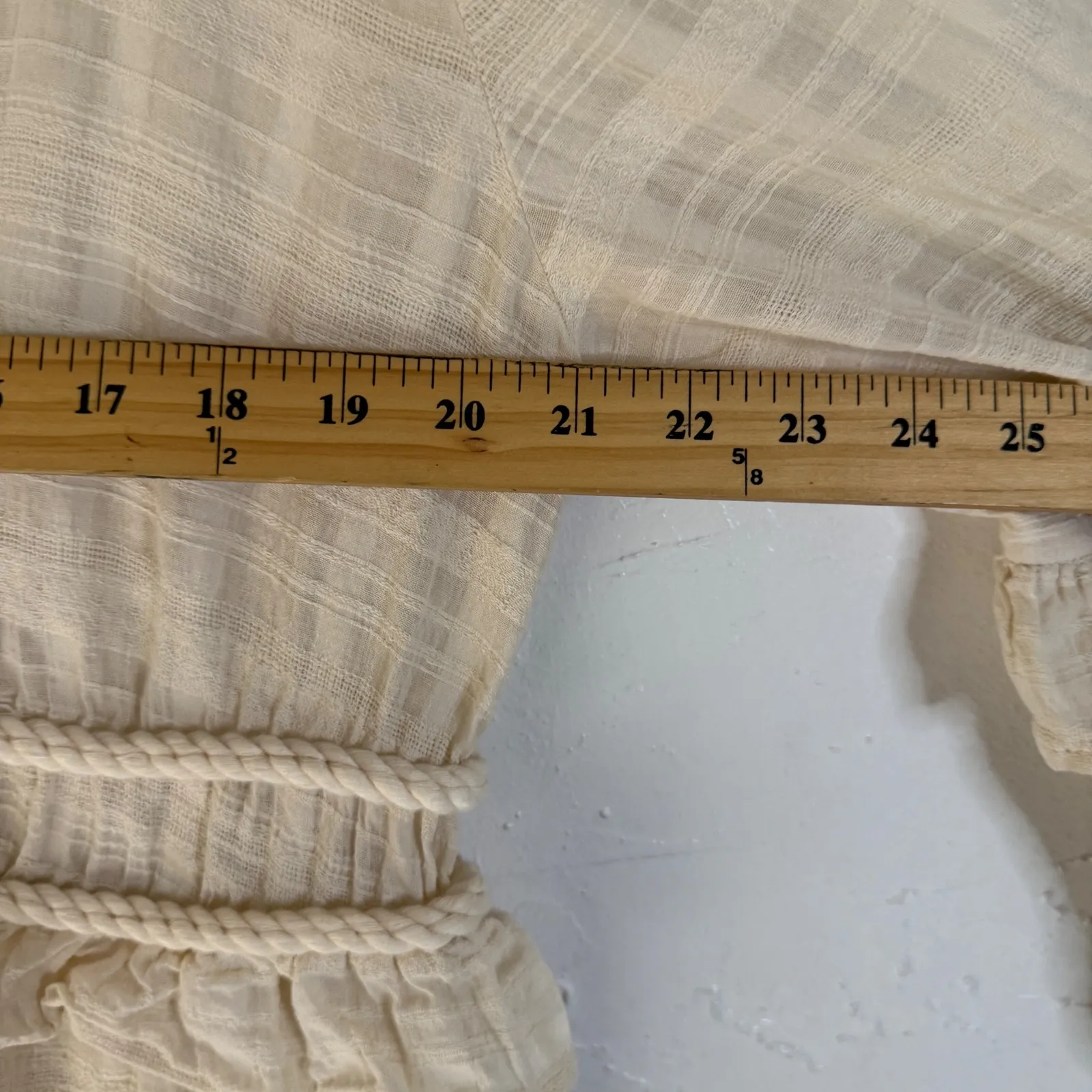 Peace Love‎ World Beige Cotton Lace Trimmed Ruffle Sl Duster Kimono Cardigan L - Image 9