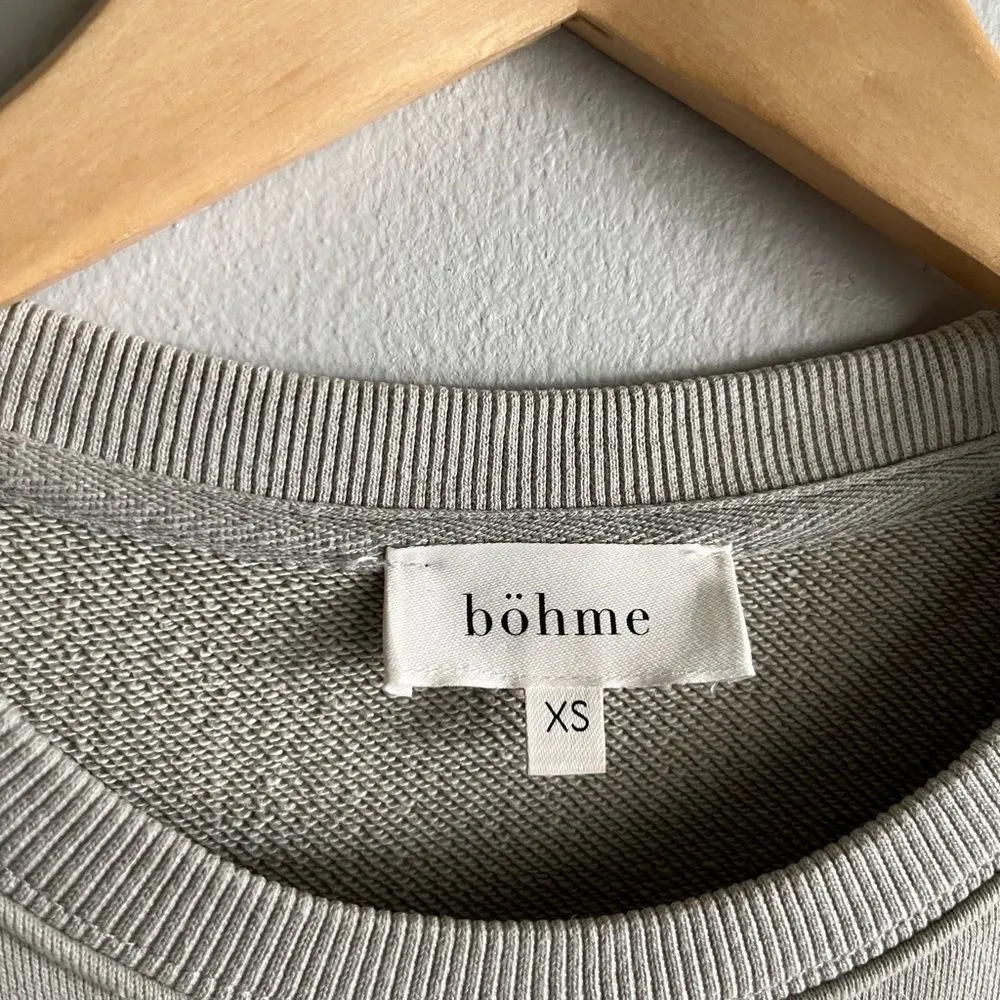 Bohme light green abstract pullover puff shoulder sweatshirt neutral cozy fall - Image 3