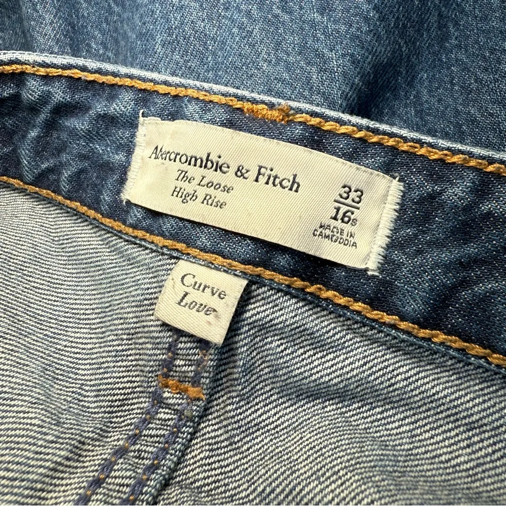 Abercrombie & Fitch The Loose High Rise Denim Jeans Size 33 / 16 Short - Image 3