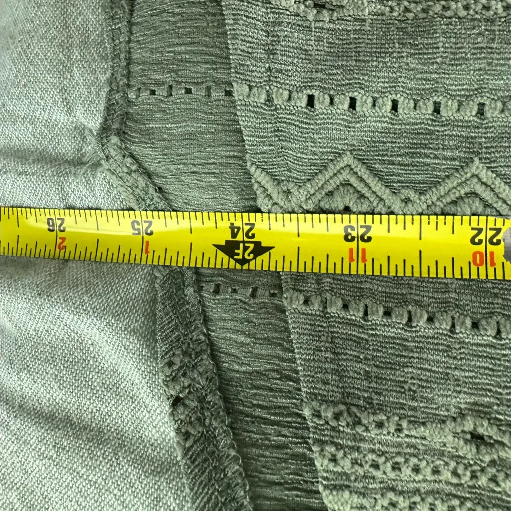 Frye Embroidered Boho Blouse Smocked Cuff Split Neck Green Long Sleeve S NWT - Image 9