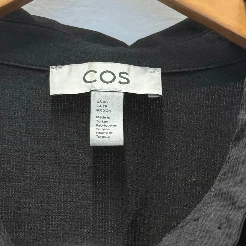COS Black Linen Midi Shirt Dress XS Solid‎ Casual Loose Minimalist Modest - Image 6