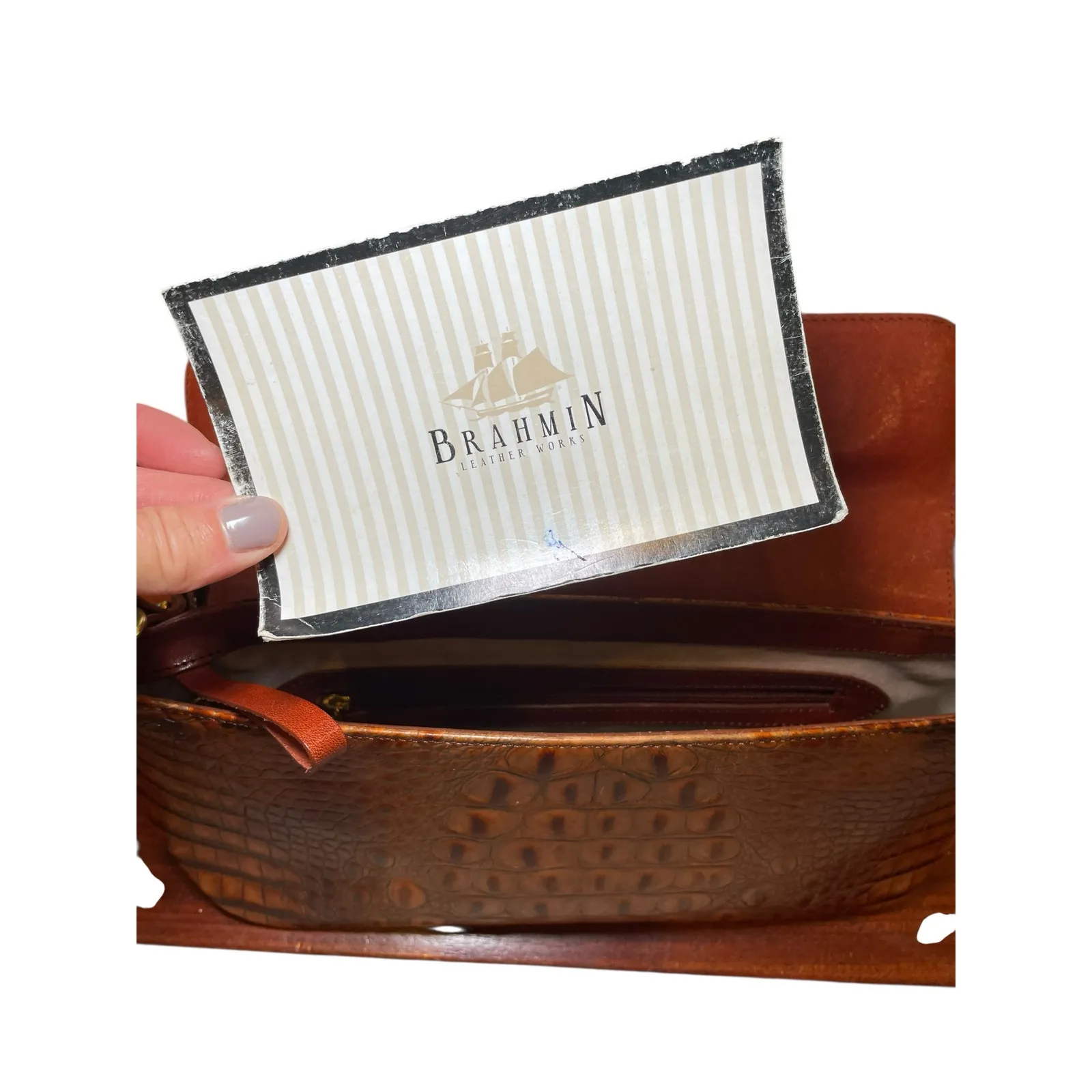 Brahmin Crocodile Embossed Daria Ombre Y2K Baguette Shoulder Bag - Image 12