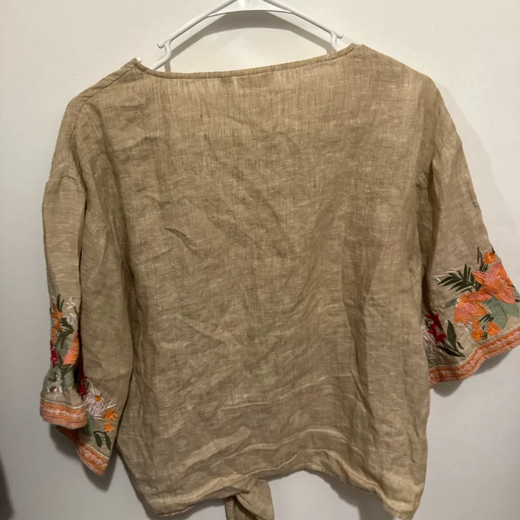 Spartina 449 Delilah Linen Top - Alljoy Landing Tropical Embroidery - Image 6