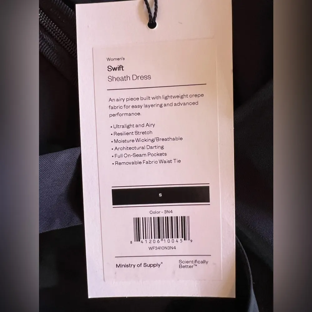 Ministry of Supply Black Swift Sheath Dress Size S Light Airy Remova Waist Tie - Image 12