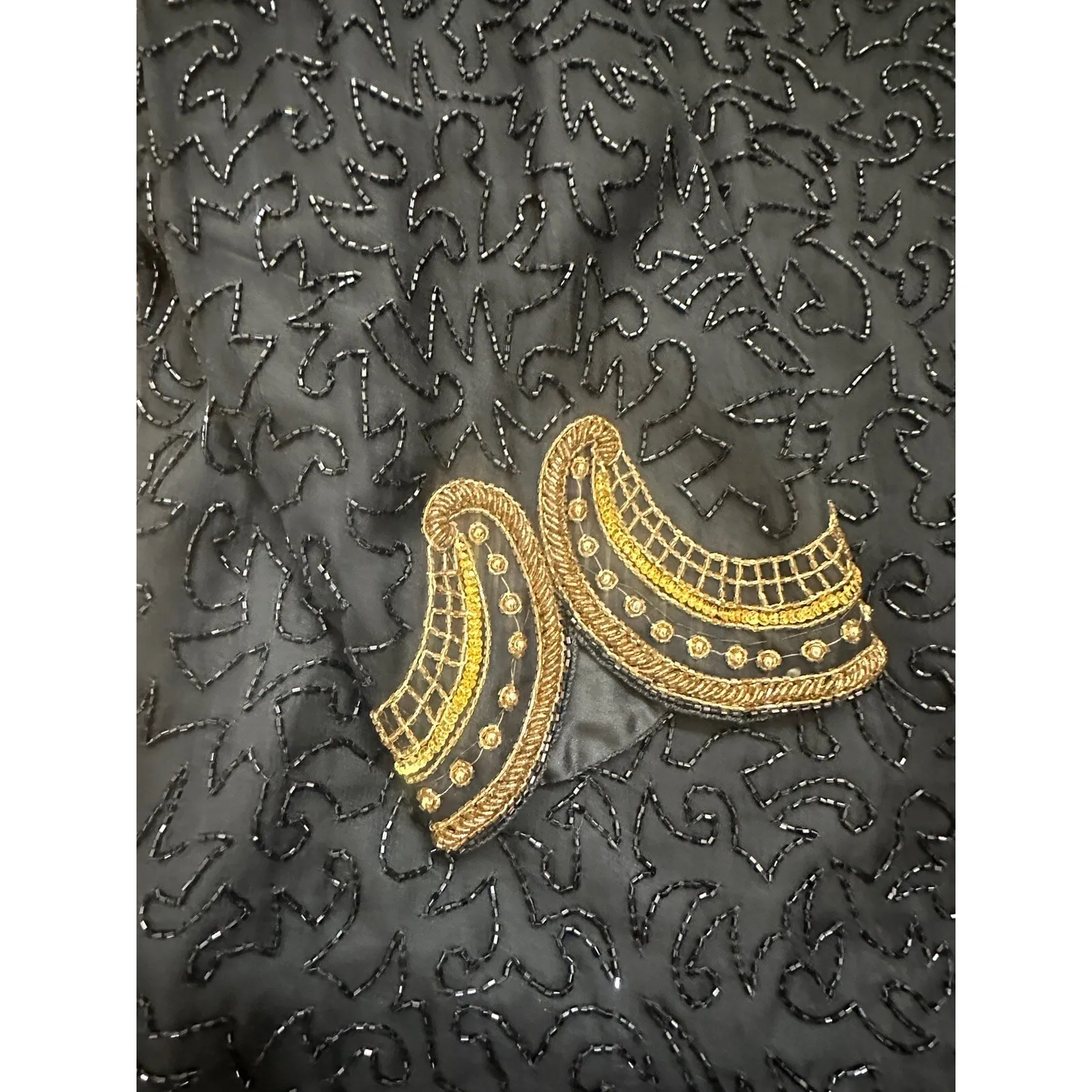 #22 Women's Black and Gold Beaded Dress by Laurence Kazar, Sz: 2X - Image 7