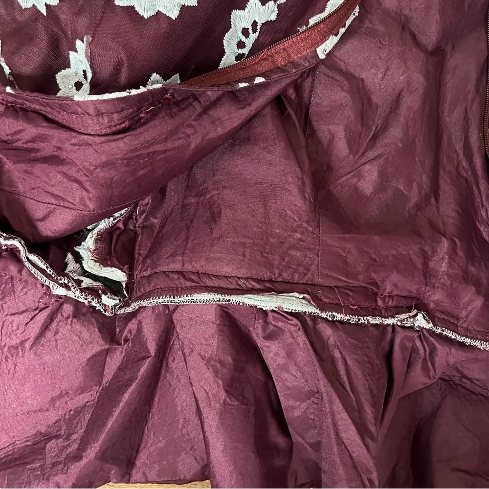 HANDMADE Lace African Style Formal Top Skirt Burgundy White Hand Crafted Size M - Image 12