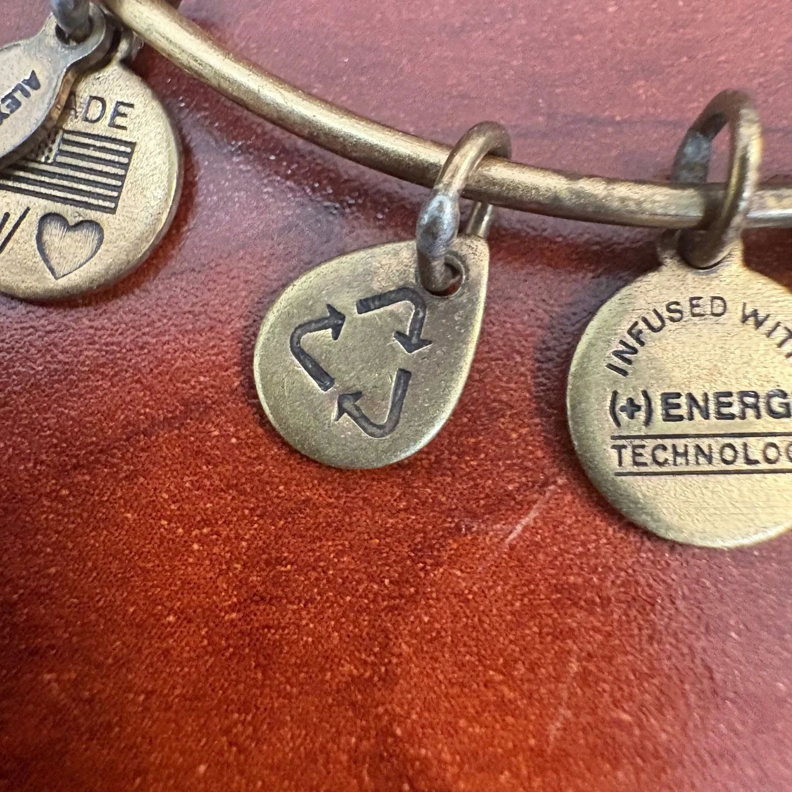 Alex and Ani Initial A‎ Charm Bangle Bracelet Bronze Tone Expandable - Image 4