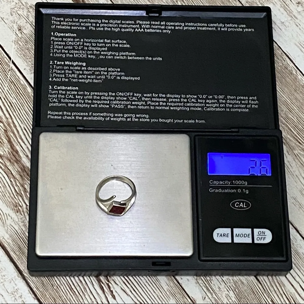 OTTO Sterling Signed Red Stone Ring Size 6 - Image 11