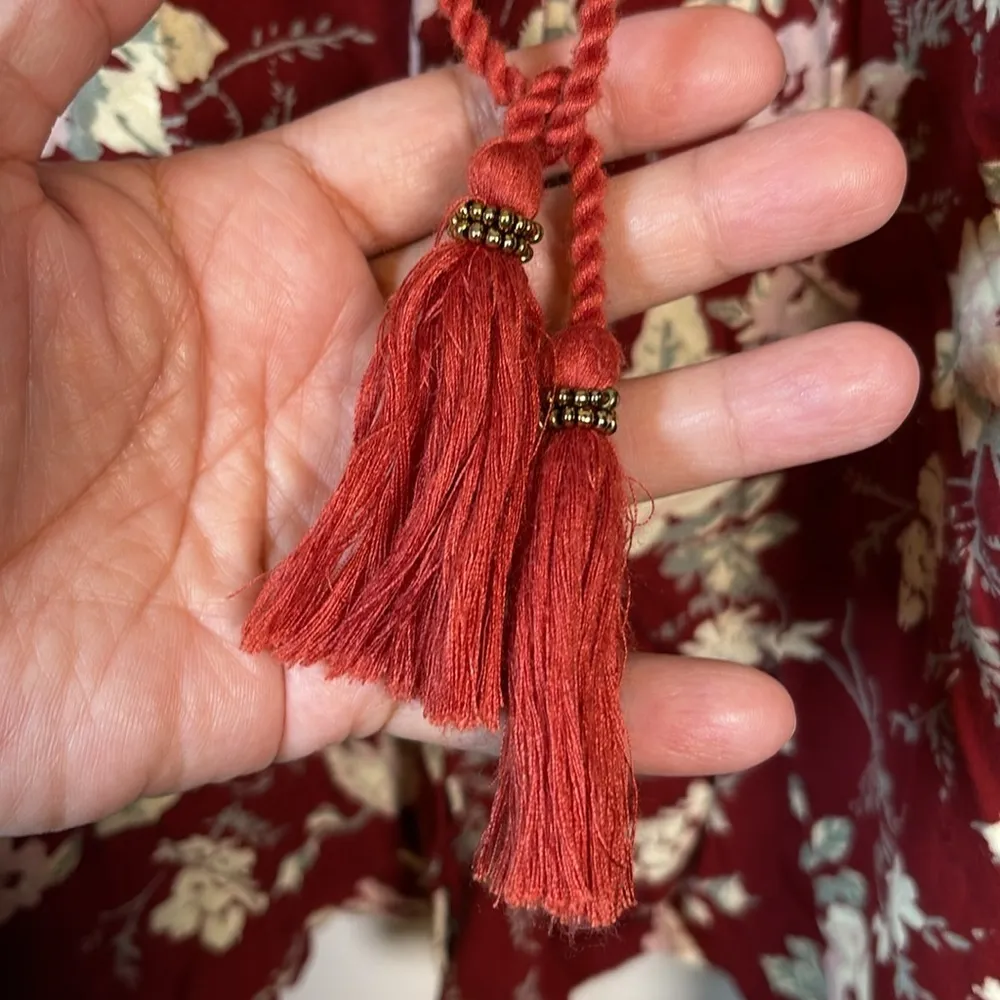 Intro Maroon Bohemian 3/4 Sleeve Button Down V - Image 4