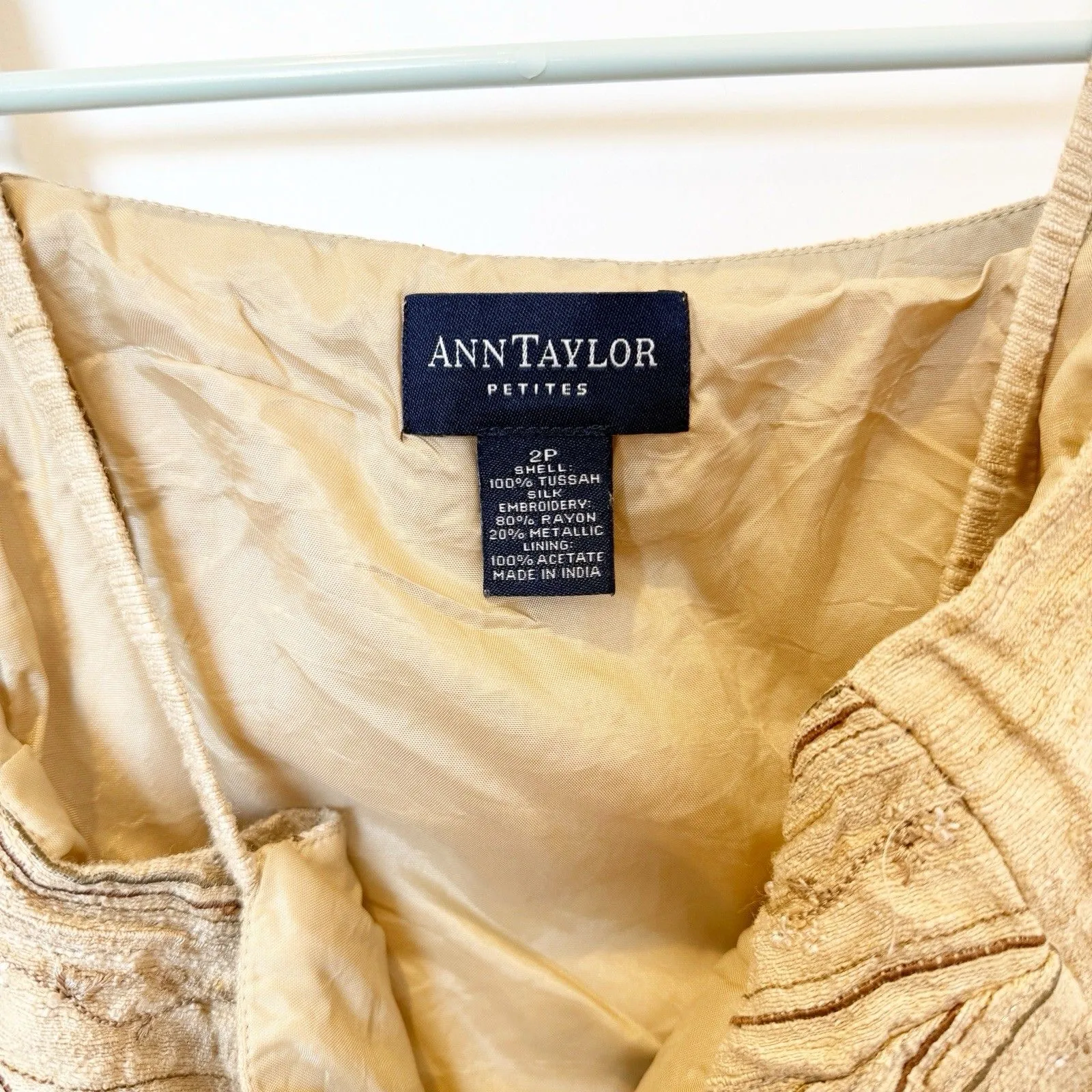 Vintage Ann Taylor Embroidered Beaded Silk Cami Top Size 2 Petite Fairy Dainty - Image 6