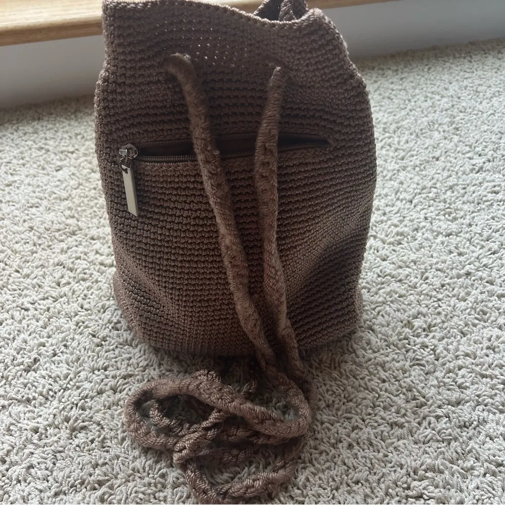 The SAK Brown Crocheted Dylan Knapsack Boho Chic Large Backpack Macrame … - Image 9