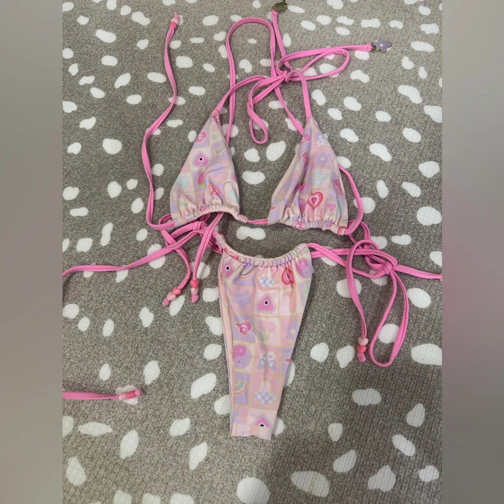 Blackbough Swim x Frazier Sterling bikini set lucky girl hearts bottoms cheeky - Image 5