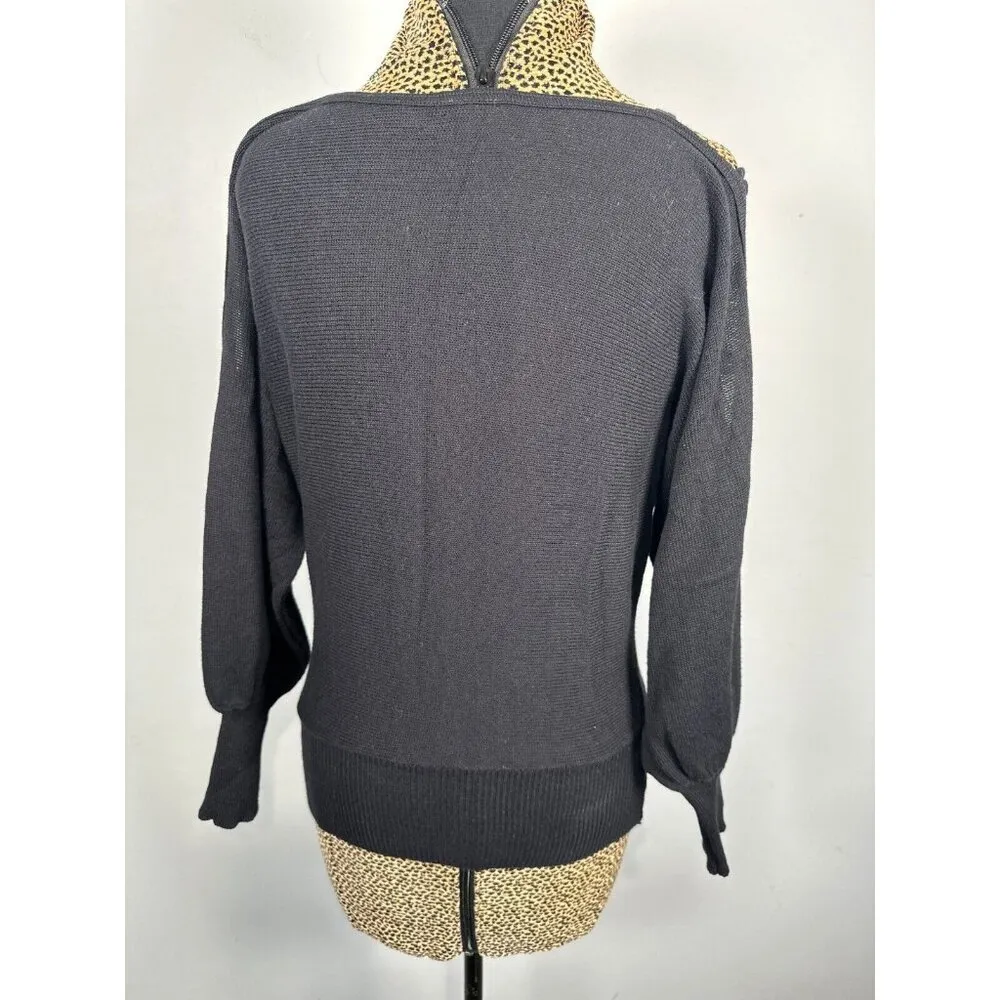 Vintage Mondi West Germany Size 36 Women Top Sweater Cutout Shoulder Black Retro - Image 16