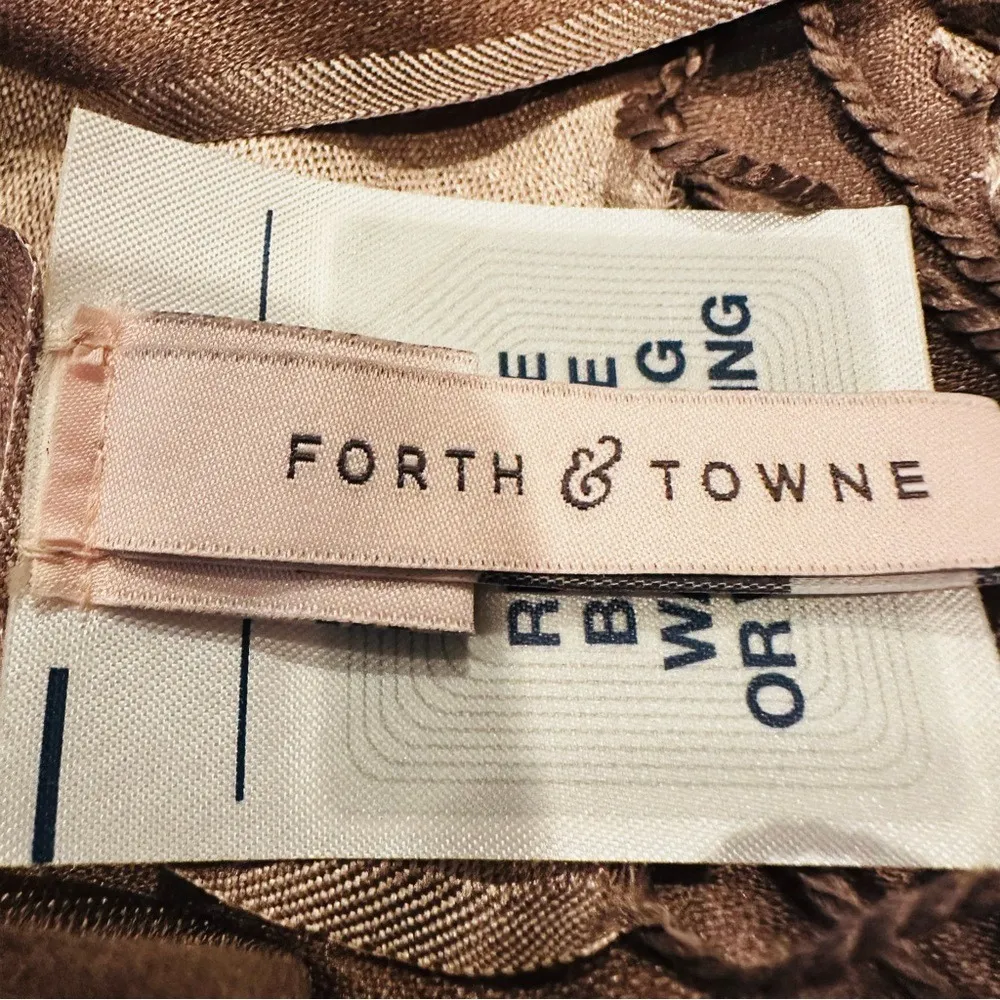 Forth & Towne 100% Silk Pashmina Scarf Women's Brown Career Classic Preppy NWOT - Image 5