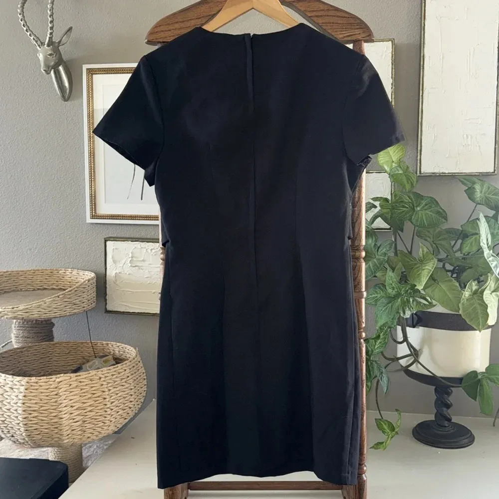 Black vintage dress with oval attached belt Size M - Image 8