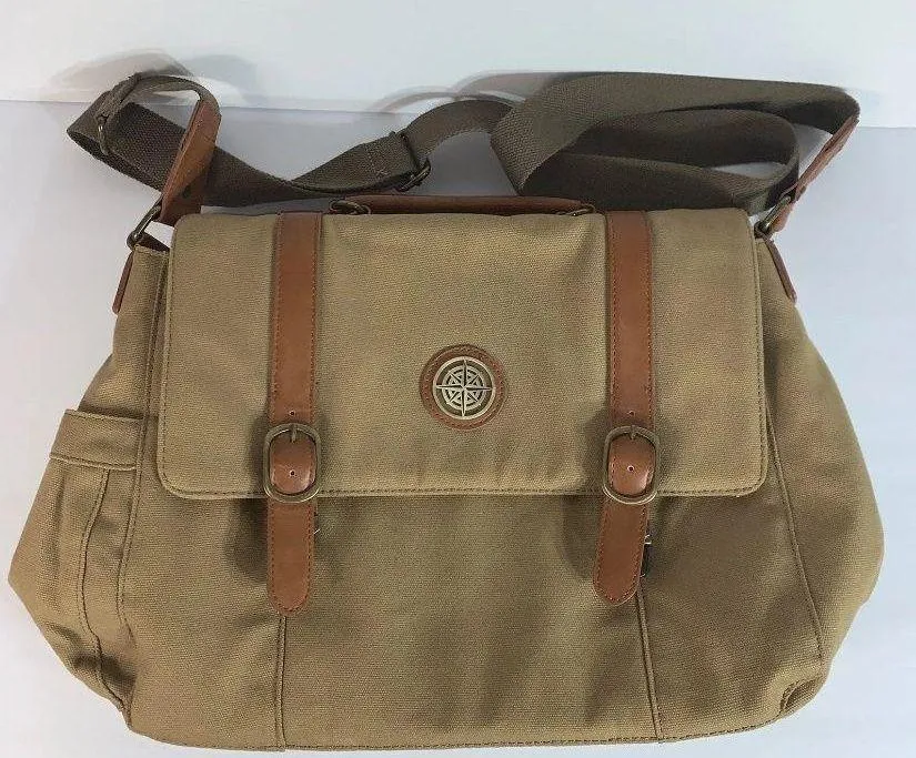 Mint Water Resistant Canvas Shoulder Travel Messenger Bag Laptop NEW - Image 1