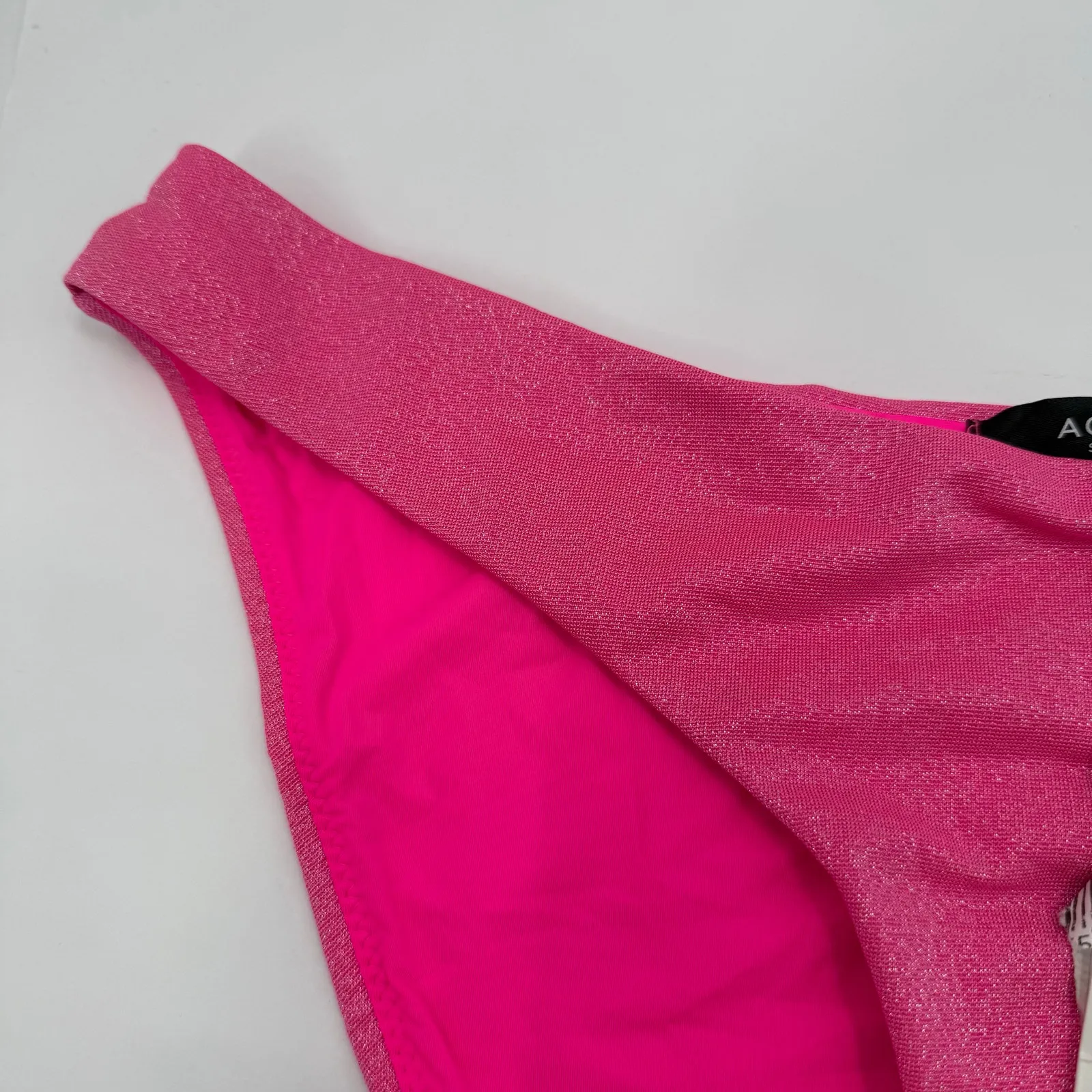 AQUA Bikini Bottoms Size Large Pop Pink NWT Lurex Shimmer Swim Bloomingdales - Image 8