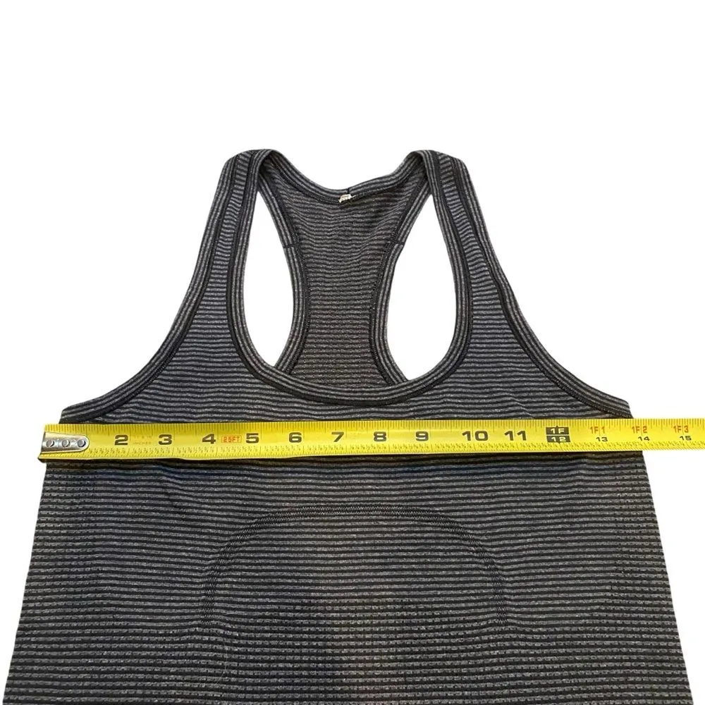 Lululemon Women’s 4 Swiftly Tech‎ Racerback Tank Top Gray Black Stripe Athletic - Image 6