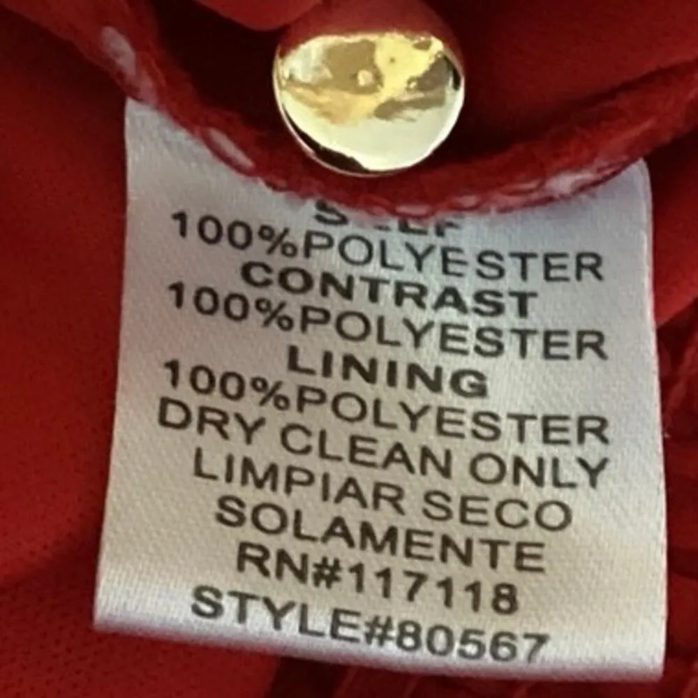 Soieblu Red Lace V Neck Gold Accent Smocked Long Sleeve Blouse Top Size L - Image 4