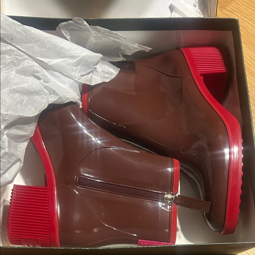 NIB Kate spade puddle jumpers Stylish Brown and Red Ankle Boots women 11 - Image 7