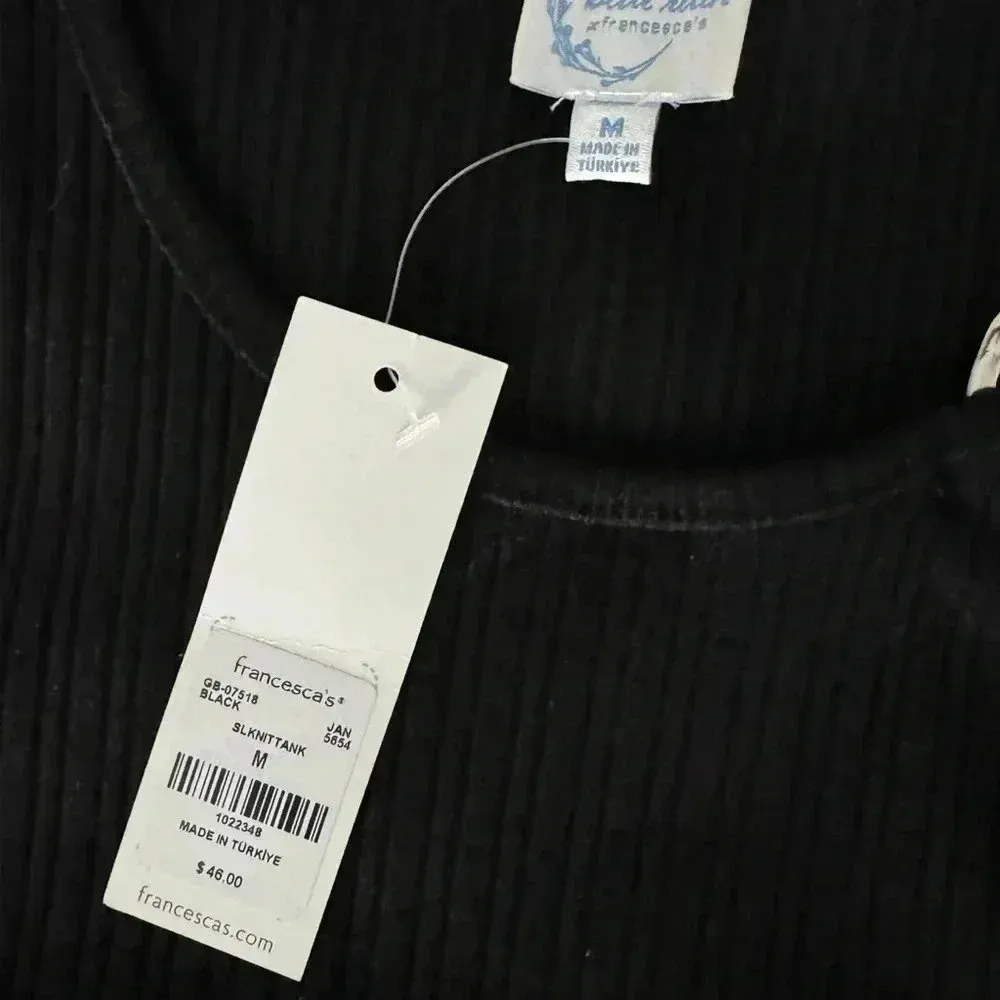 NWT Francesca's BLUE RAIN Women’s Medium Black Nina Knitted Tank Midi Dress - Image 9