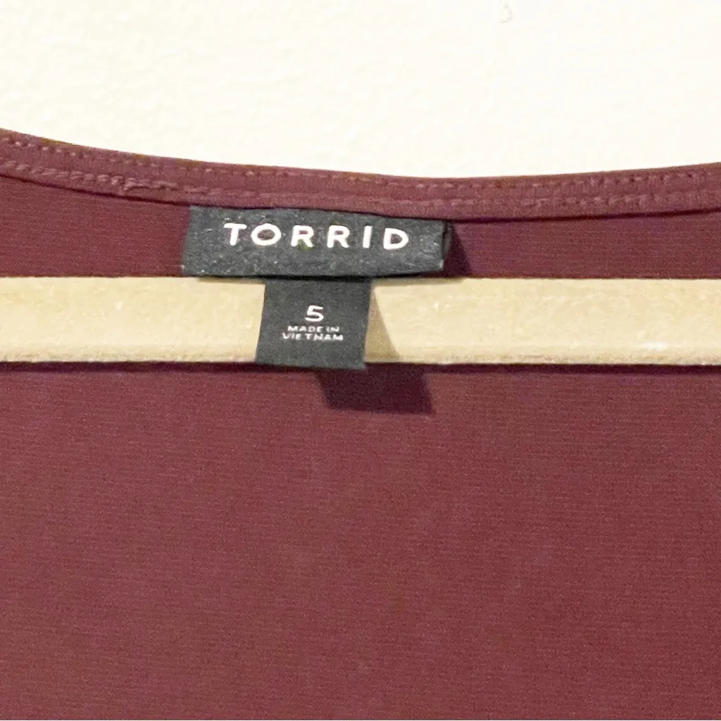 Torrid‎ Plus Size 5X Plum Studio Knit Twist Front Snap Long Sleeve Bodysuit - Image 4