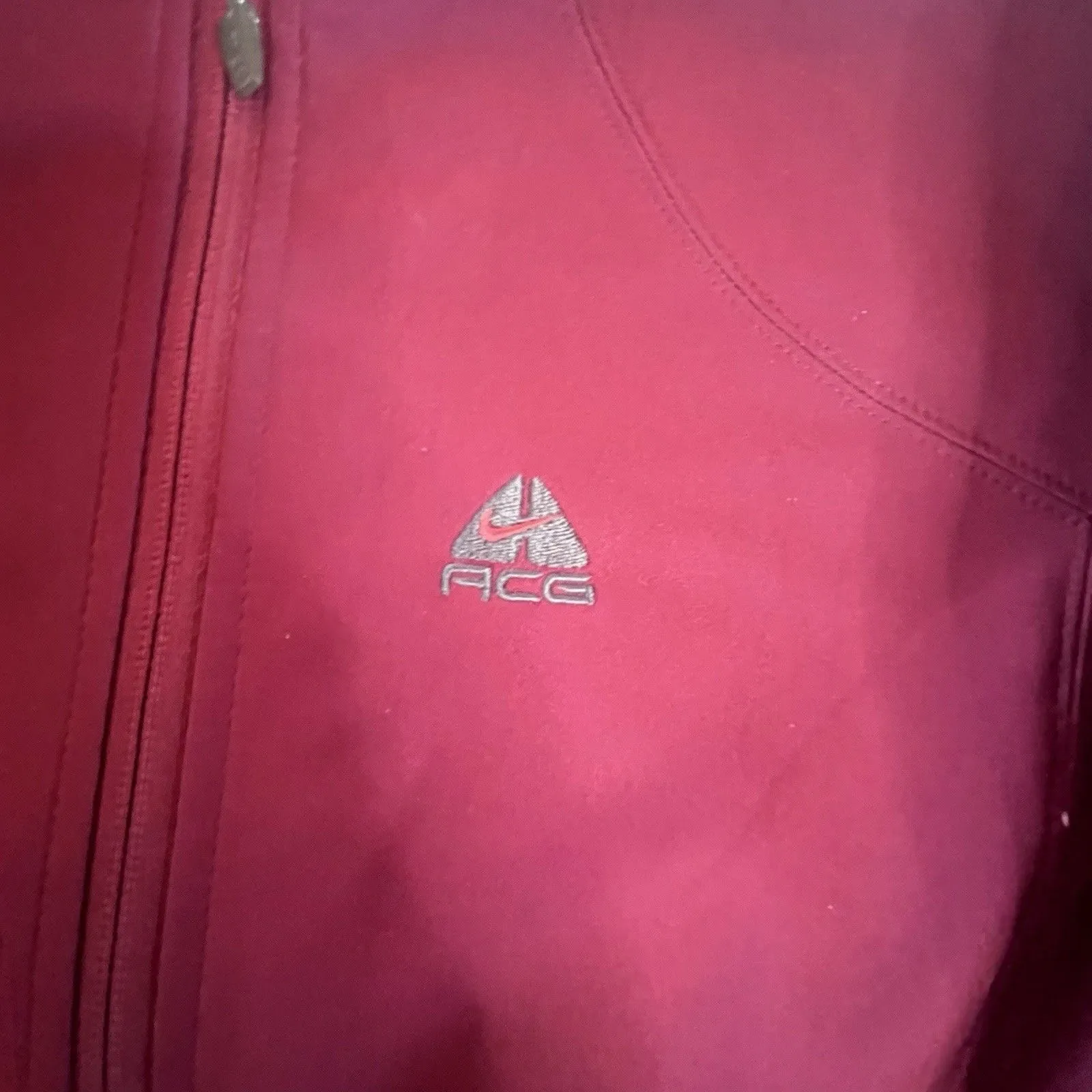 Nike ACG Jacket Womens Size Medium Fuschia Wool Blend Full Zip Pockets EUC - Image 5