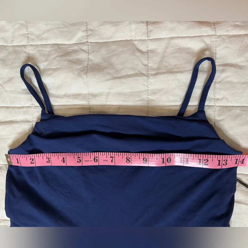 NWT Revolve X Susana Monaco Dark Blue Pleated Cowl Neck Flare Tank Dress - Small - Image 5