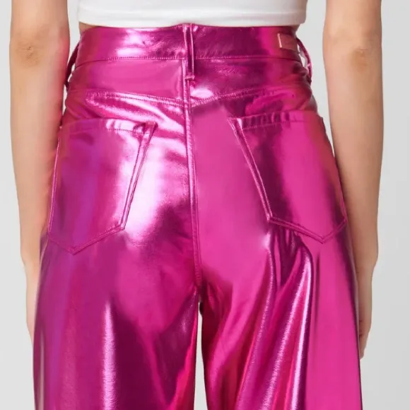 BLANK NYC Pink Metallic Faux Leather Pants Size 26 NWT - Image 6