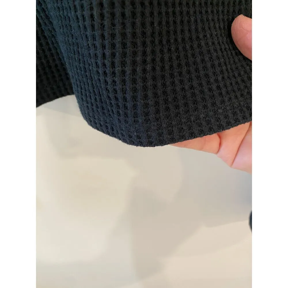 Aerie Long Sleeve Blizzard Waffle Mock Neck T-Shirt Black Women's Size Medium - Image 8