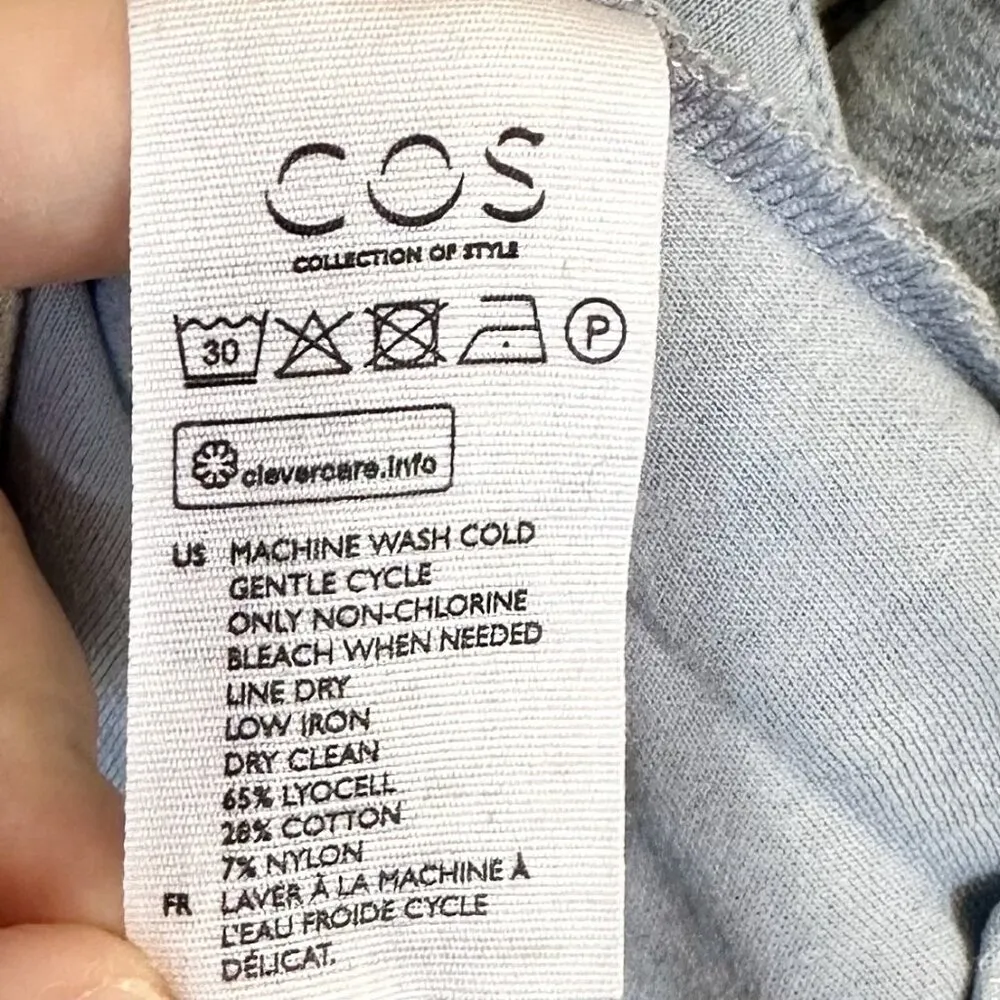 COS Relaxed Grey Fit Blouse Tunic Top Medium Dip Hem - Size: Medium - Image 5