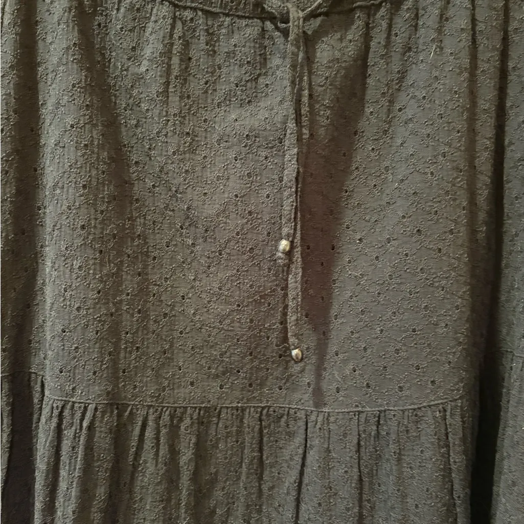 Lauren Ralph Lauren Black Eyelet Embroidered Skirt Maxi Medium Tiered - Image 4