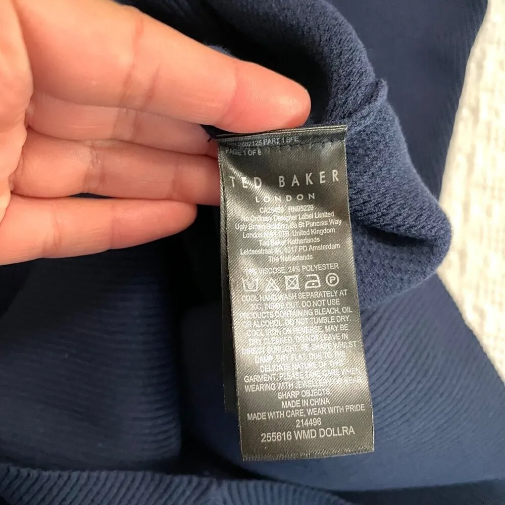 NWT Ted Baker Dollra Navy Scoopneck Ribbed Bodycon Knit Dress Size 2 - Image 8