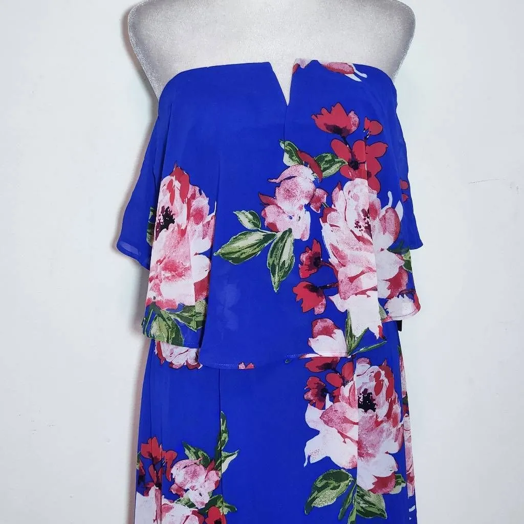 City Triangles Blue Floral Strapless Maxi Dress NWT Size Small Boho Maxi Dress - Image 3
