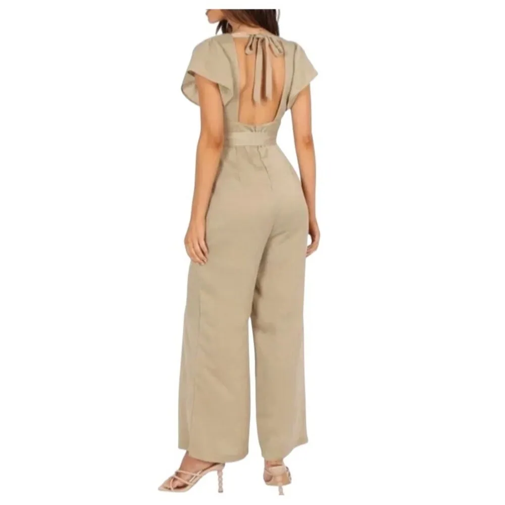 Petal & Pup Orin Flutter Sleeve Jumpsuit Beige Size 8 NWT Beach Boho Coastal - Image 11