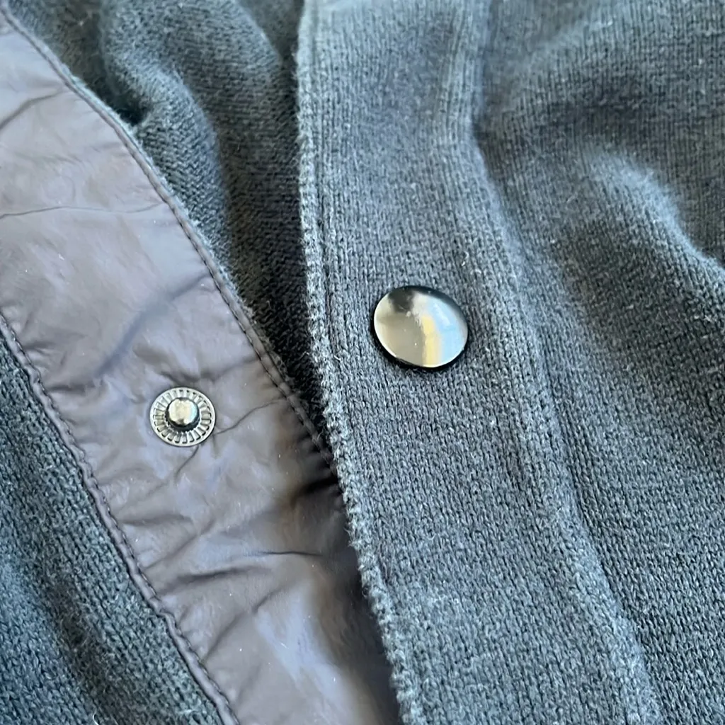 Banana Republic Varsity Bomber Snap Front Cardigan Sweater Black Women’s Small - Image 7