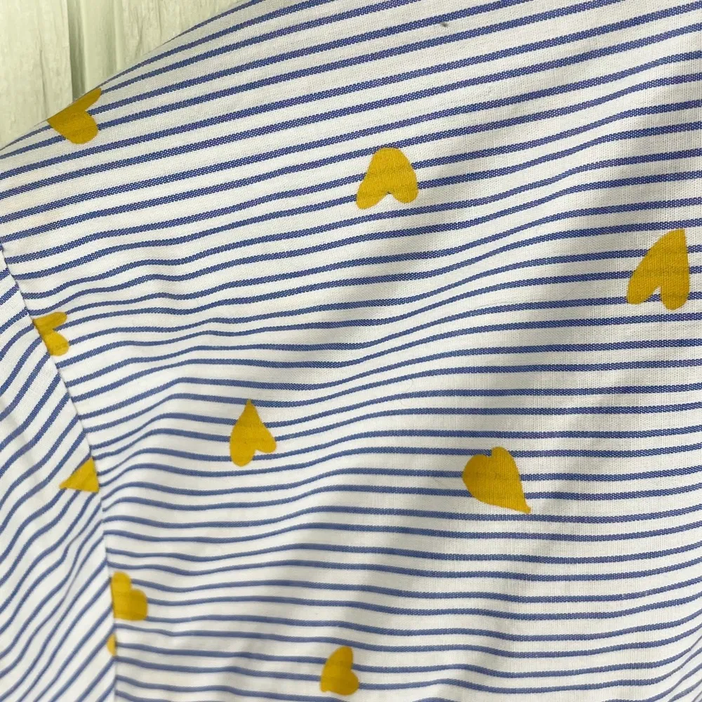 Talbots Plus Ruffle Collar Cotton Poplin Button Down Shirt Gold Heart Stripe 0X - Image 8