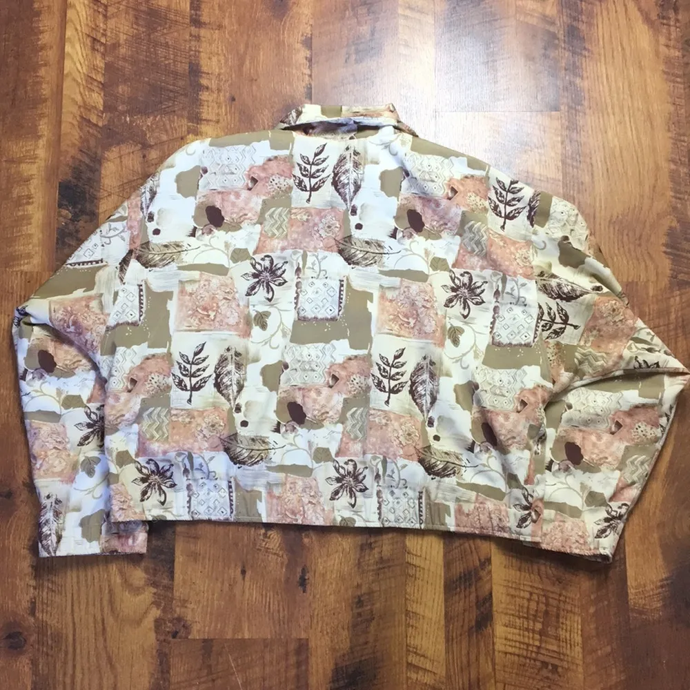 VINTAGE MICROFIBER FLORAL FUNKY PRINT SPORTS JACKET Pink Size XL - Image 4