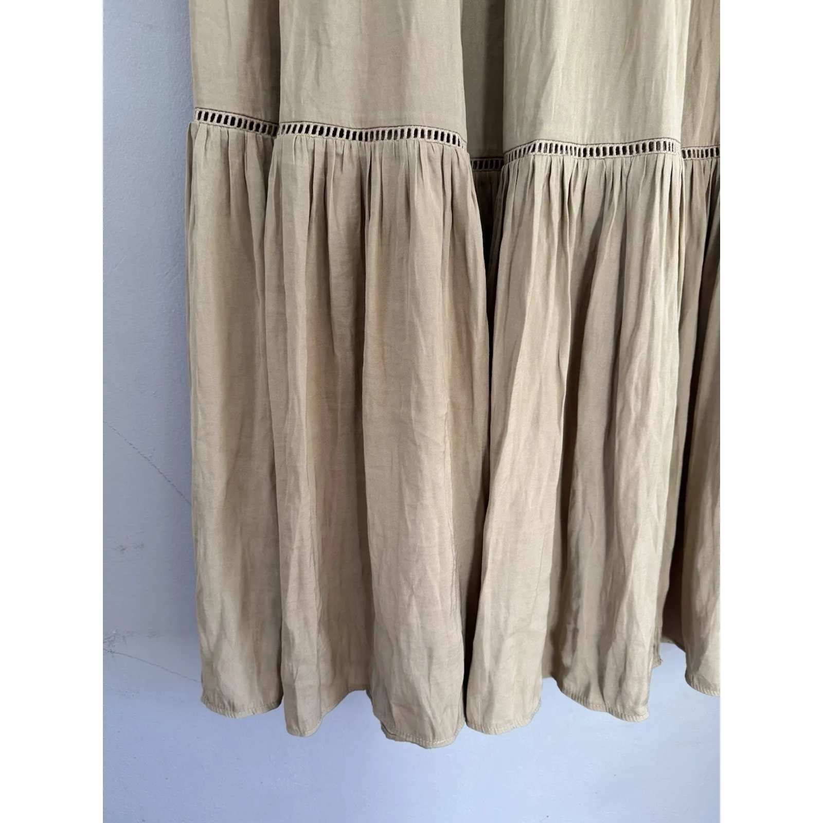 NWT Rachael Zoe Tan Pull On Tiered Satin Maxi Skirt Women’s Size Small - Image 5