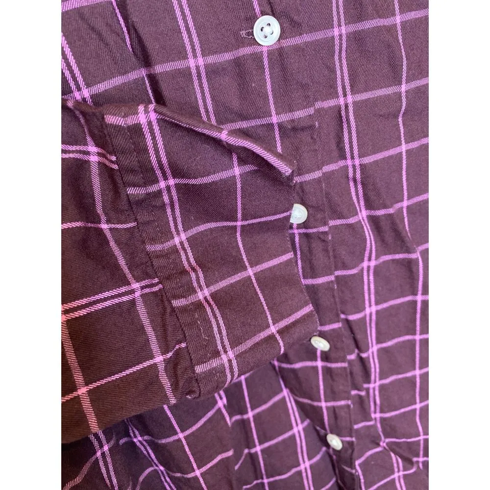 Madewell Purple Brown Plaid Oversized Nikki Flannel Button Down PJ Top EUC Sz S - Image 6
